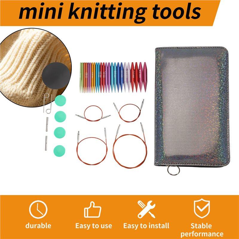 Multifunction Mini 5.5Cm Aluminum Circular Knitting Needles Set 3-8Mm Weaving Tools Removable Ring Needle Set Sewing