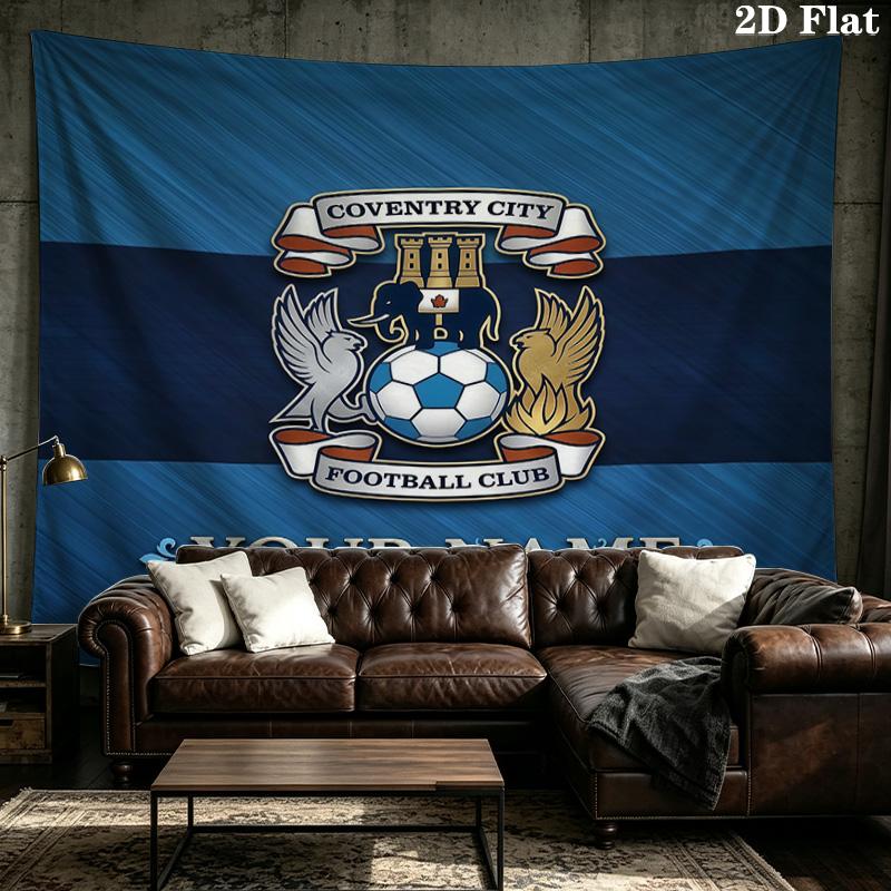 Custom Name Coventry City Printed Tapestry – Wall Hanging for Bedrooms, Dorms, and Home Decor
