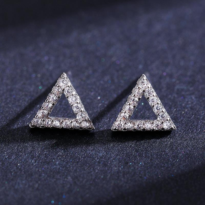 MODIAN 925 Sterling Silber Einfache Dreieck Ohrstecker für Frauen Helle Klare CZ Statement Hochzeit Schmuck Weiblich