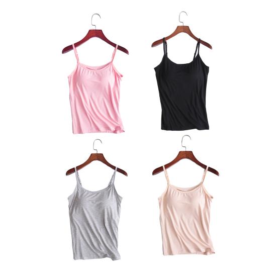 Adjustable Straps Sleeveless Solid Color Modal Bra Vest Women Padded Sling Casual Bra Tank Top