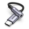 UGREEN USB C To Headphone Space Weave 3.5mm Adapter, 24-bit/96kHz TRRS/4-pole, Gray/Black