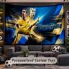 Wandtapijt met aangepaste naam Cristiano Ronaldo patroon Gepersonaliseerde bedrukte stof Wanddecoratie