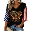 Women's V-Neck Halloween Print Three-Quarter Sleeve Casual Blouse