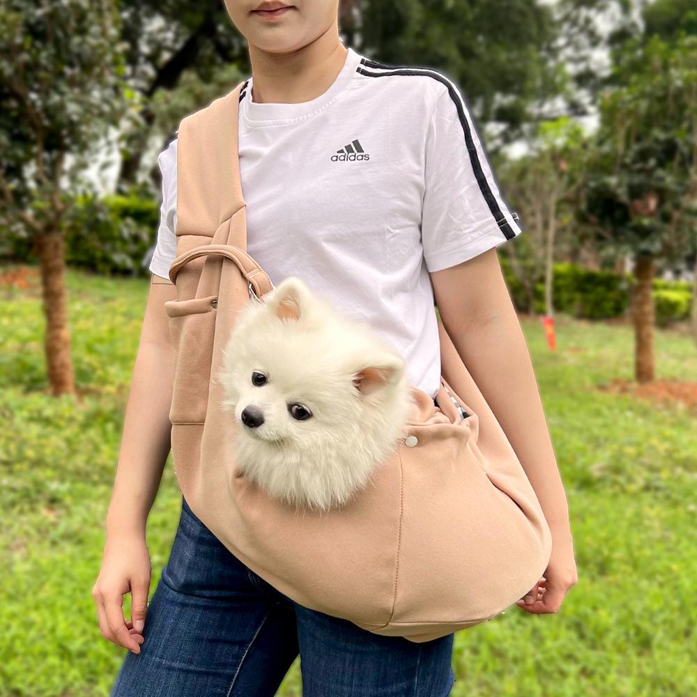 Cotton Pet Sling Bag Crossbody Carrier for Dogs Cats Breathable Hands Travel Pouch Outdoor Cat Bags