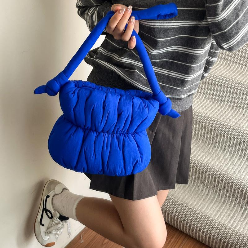 Soft Down Cotton Clothes Bag Women's 2025 Autumn and Winter New Large-capacity Nylon Cloth Bag Shoulder Crossbody Bucket Bag