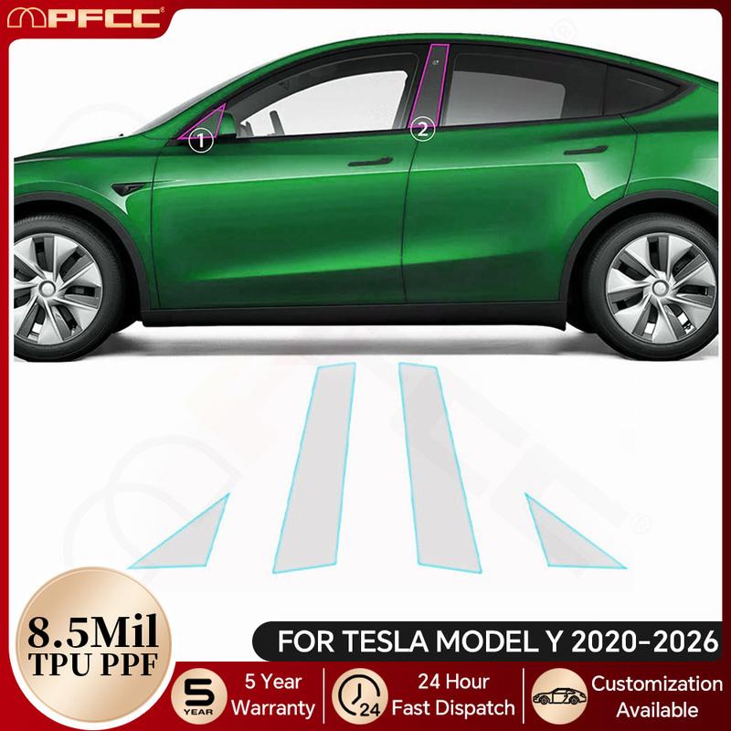 For Tesla Model Y 2020-2026 Model Y Juniper 2025 2026 A B Pillars Paint Protection Film TPU PPF Clear Bra Anti-scratch Kit
