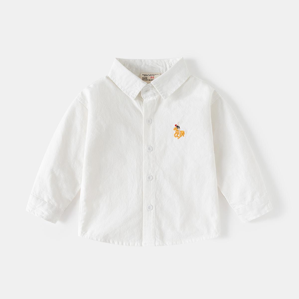 

Мальчиковая джинсовая рубашка 2025 осень новая весна и осень детская рубашка с длинным рукавом детская кофта 140cm белый