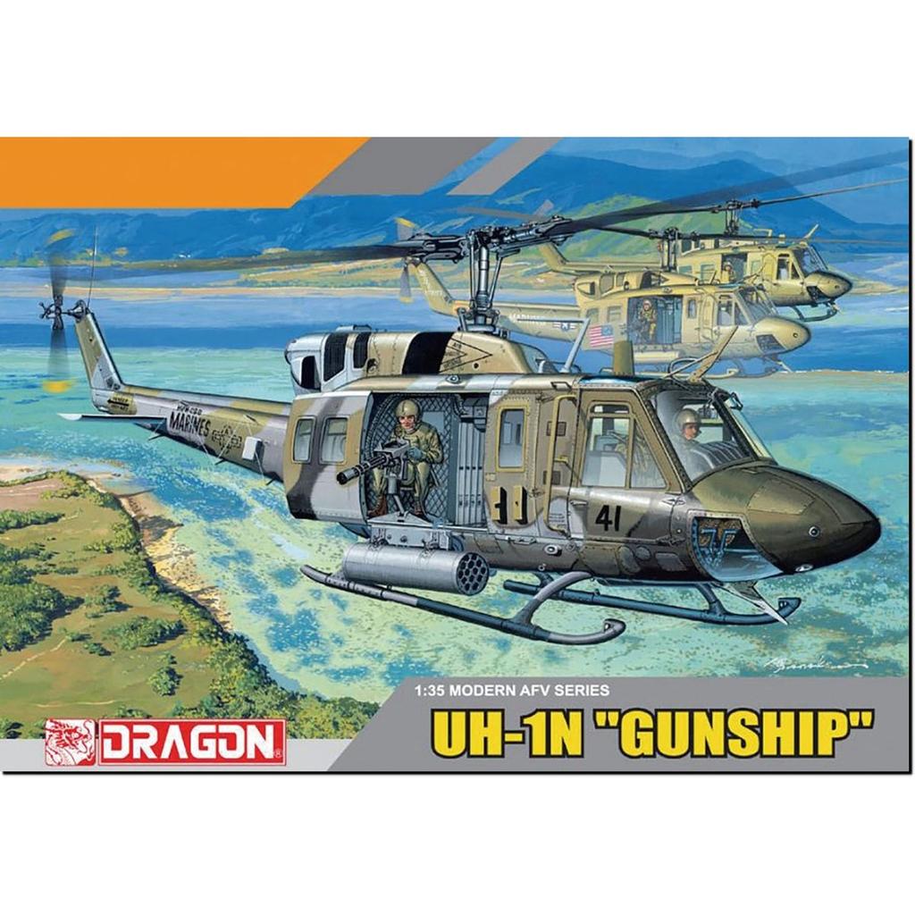 PLATZ Dragon 1/35 Scale US Marine Corps UH-1N Gunship Plastic Military Helicopter Model Kit DR3540