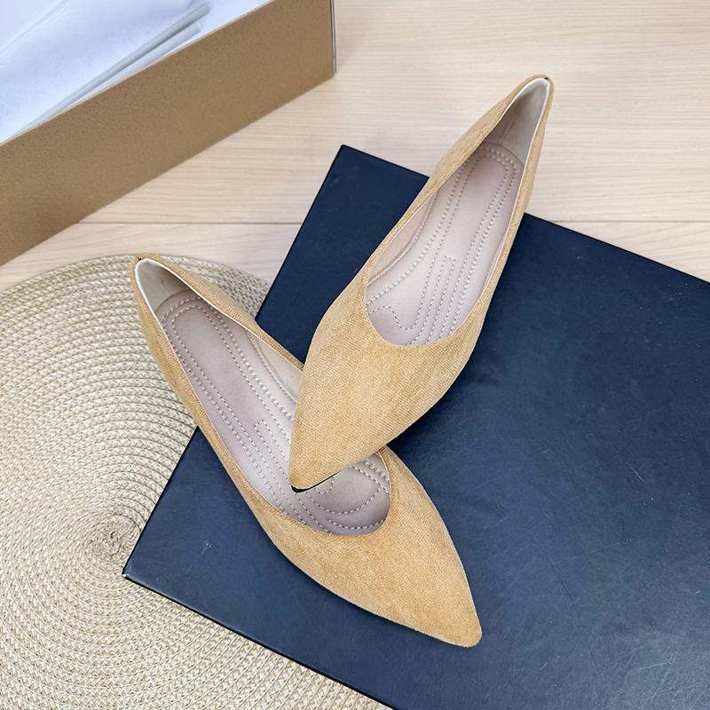 Fashion Flat Shoes for Women 2025 Spring and Autumn New Style Suede Pointed Shallow Mouth Soft Sole Large Size Women's Shoes