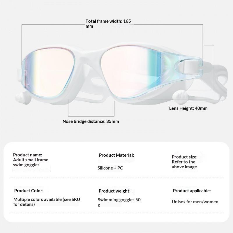 Adult Swimming Goggles Anti Fog HD Waterproof Oversized Frame Adjustable Strap for Men Women Beach Swim