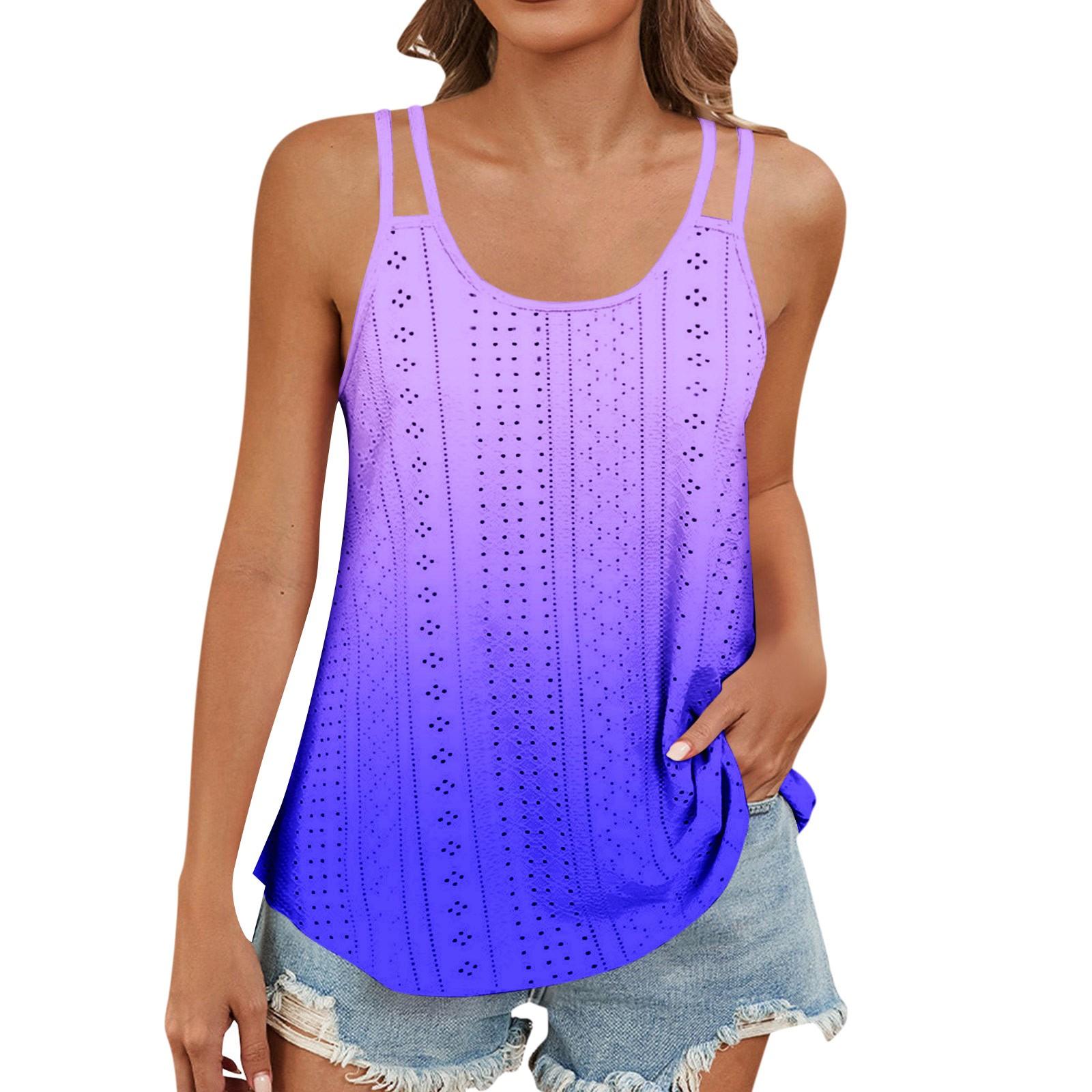 Женский модный повседневный жилет с градиентным цветным принтом и U-образным вырезом — фото 6