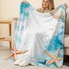 Lightweight Flannel Blanket – Soft Warm Ocean Theme Throw with Starfish & Seashell, Ideal for Home Relax, Bay Window Decor, Christmas & Halloween