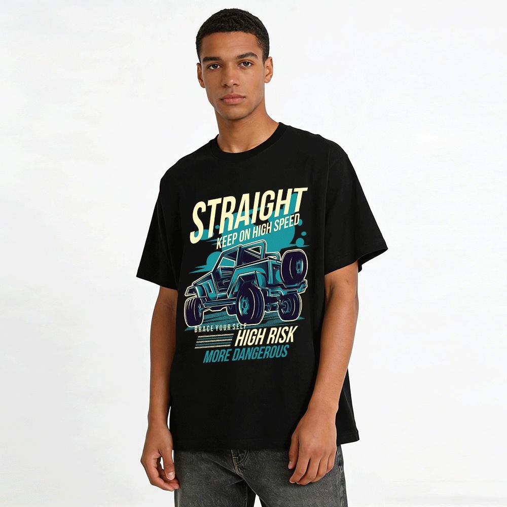 Straight High Speed High Risk Off Road Graphic Tee Pure cotton T-shirt