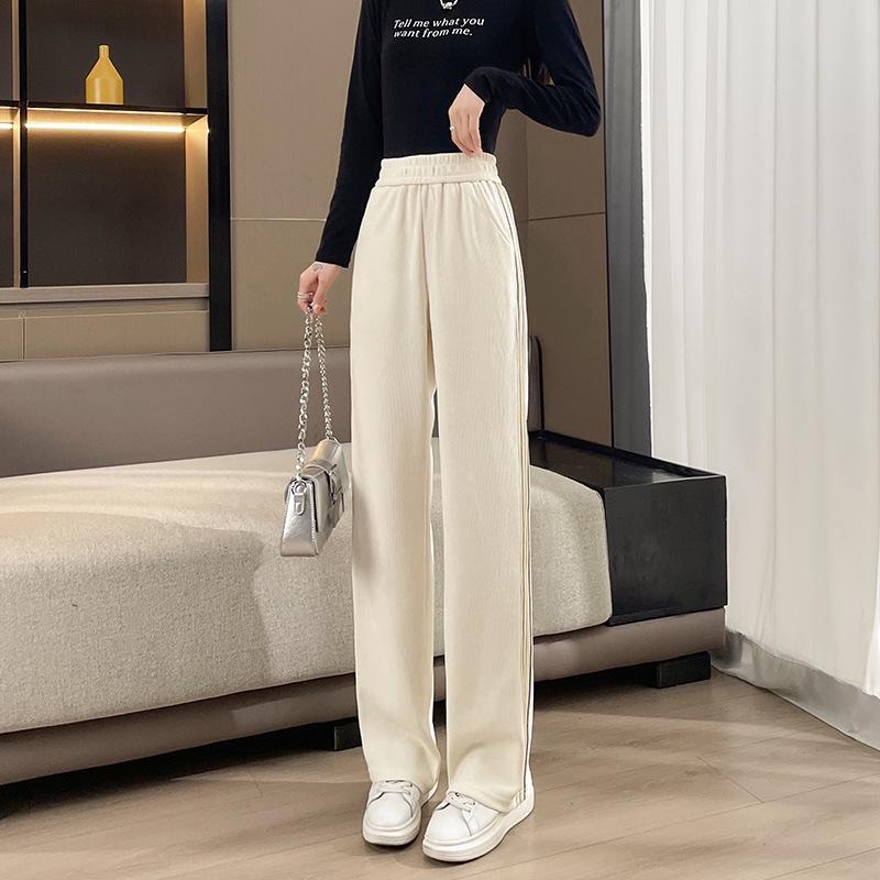 

Women s Autumn/Winter Cotton Velvet Floor-Length Wide-Leg Pants with Drape L