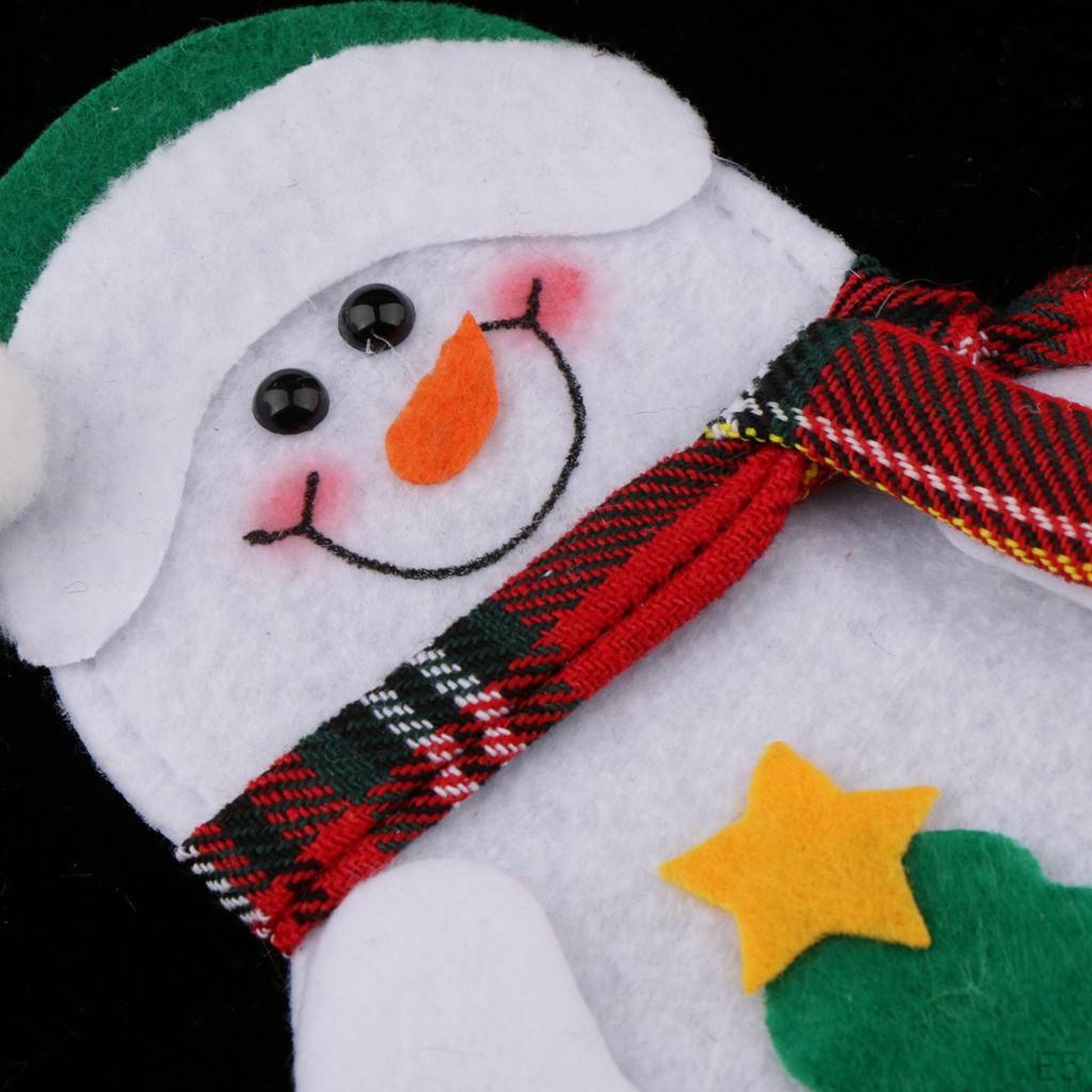 4 Pack Christmas Party Dinner Flatware Holder Santa Snowman Bags Decorations