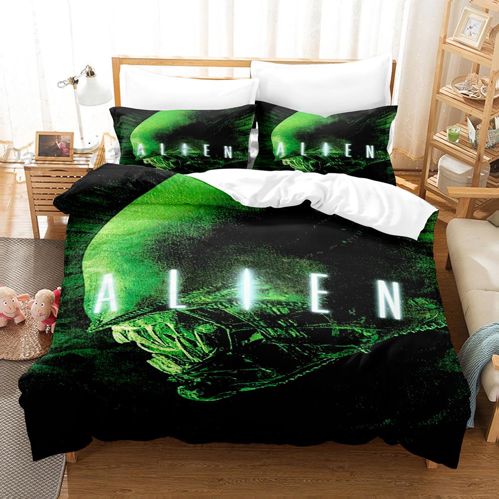 Alien Bedding Set Single Twin Full Queen King Size Bed Set Aldult Kid Bedroom Duvetcover Sets 3D Xenomorph Bed Sheet Set