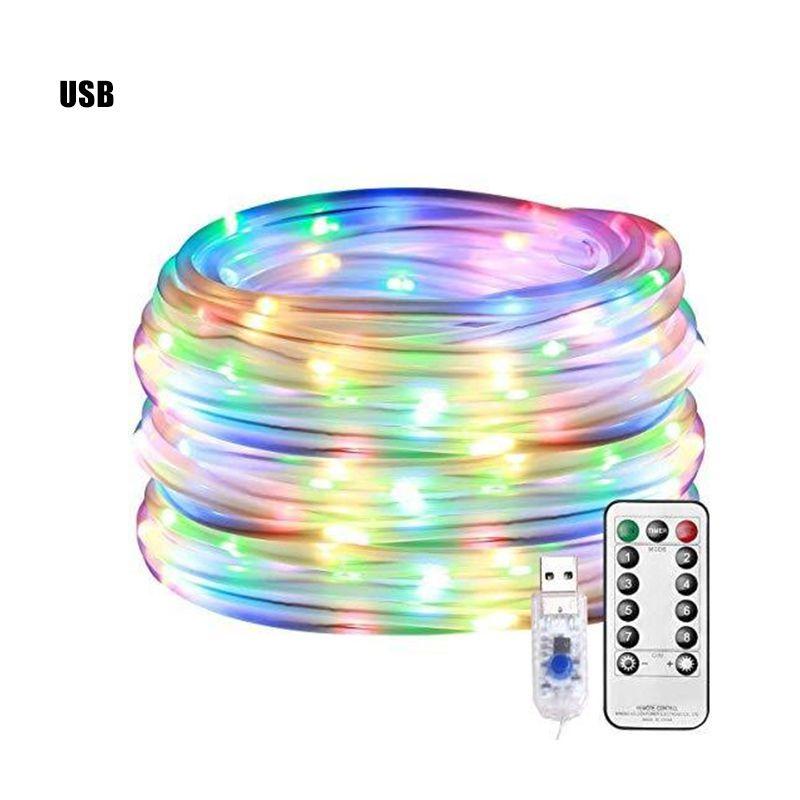 Remote-controlled 5-30m Led Rope Lights Usb/battery Box Timing Waterproof Dimmable Decor Lamp Xmas