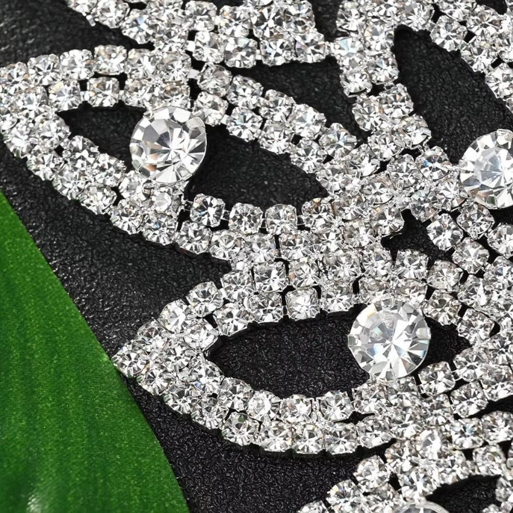 Adjustable Rhinestone Choker Necklace Shiny Bridal Necklace Collarbone Chain  Party Wear