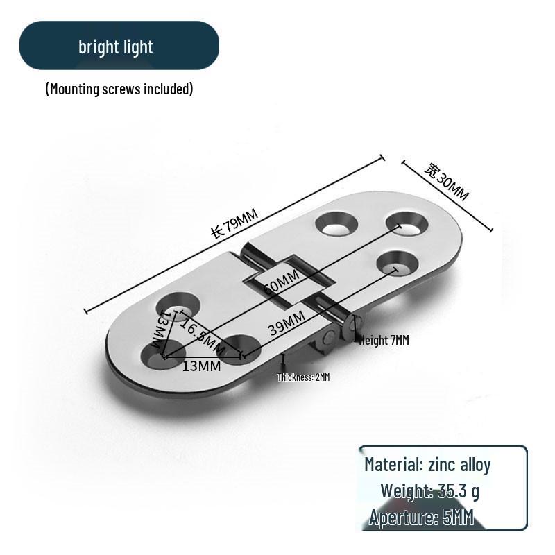 Zinc Alloy 180° Invisible Folding Table Hinge for Flip-Top Dining Tables