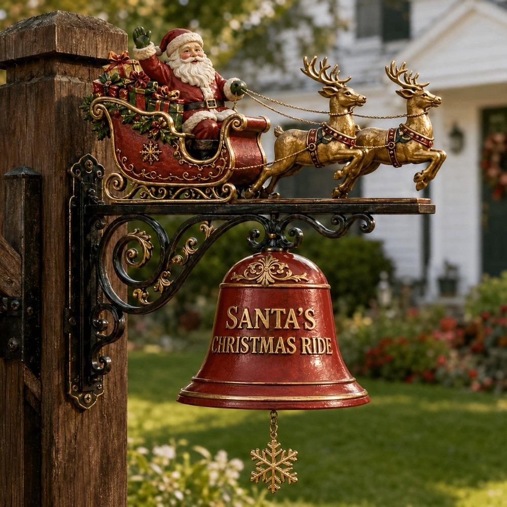 Power-Free Santa Claus Wall Bell Reindeer 3D Wall-mounted Bell Christmas Door Bell Entryway Decor