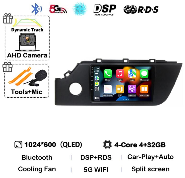Android 14 Carplay Auto Car Radio For KIA RIO 4 X-line 2020 2021 2022 GPS Navigation Multimedia Video Player Audio 2 DIN DVD DSP