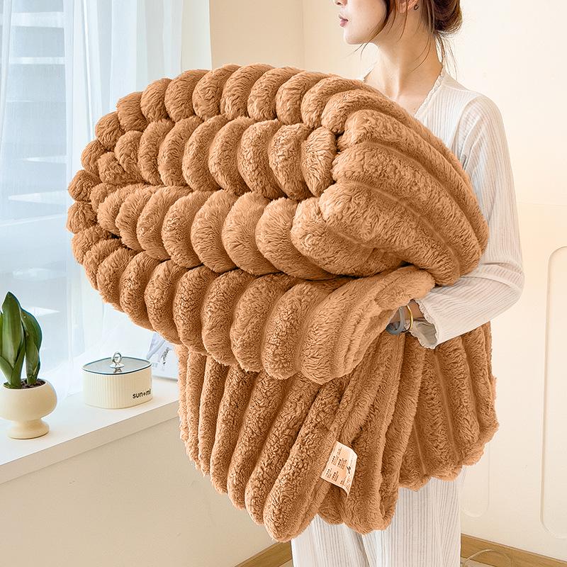 2025 Thick Double-Layer Faux Rabbit Fur Blanket for Winter