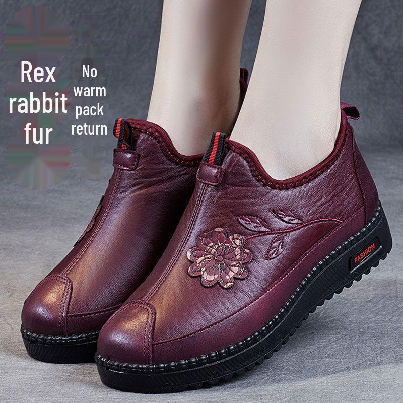 

Женские зимние сапоги Plus Velvet — теплые, мягкие, нескользящие, в старом пекинском стиле, для людей среднего и пожилого возраста 41 красный