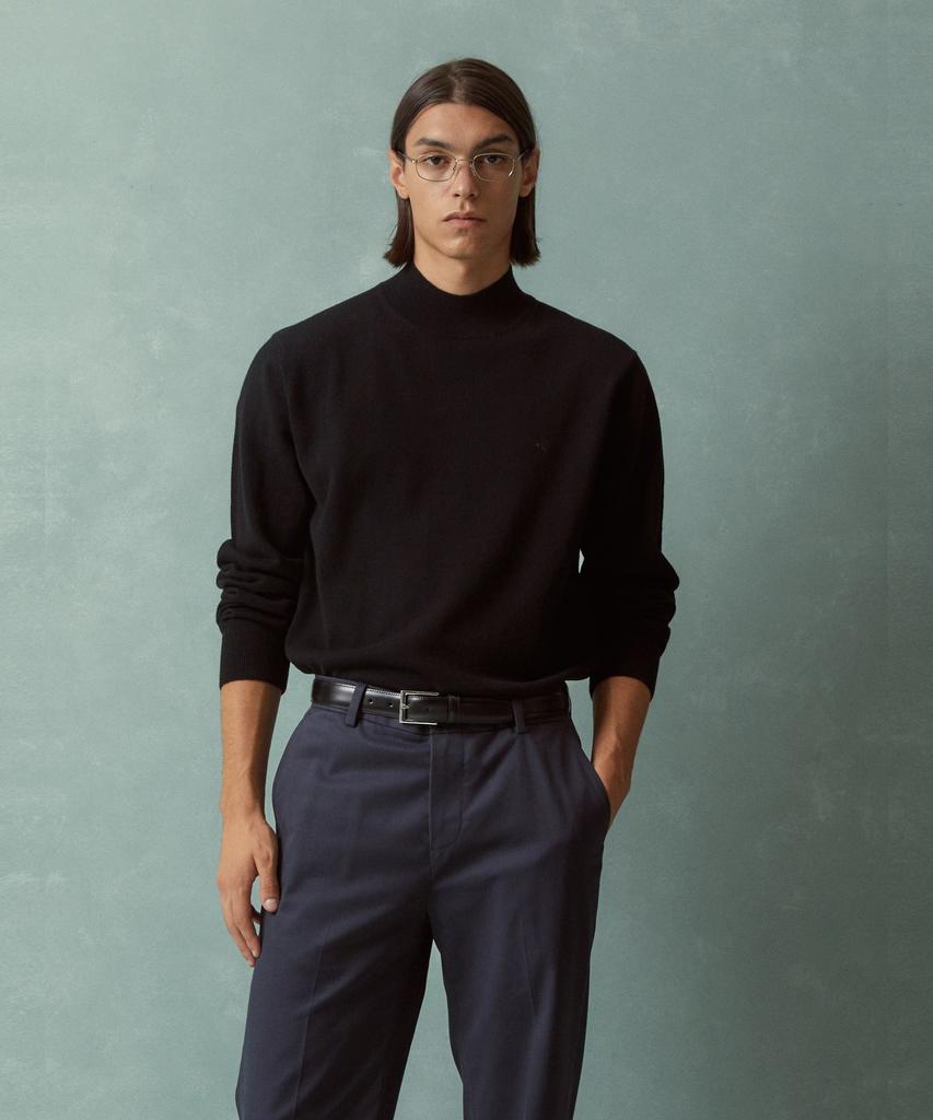 BROOKS BROTHERS Wool Cashmere Solid Half-Neck Sweater (Black) (Bbwumbf404)
