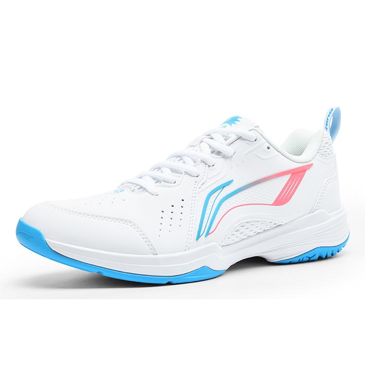 Li Ning Flying Eagle Slip Resistant, Abrasion Resistant, Breathable Badminton Shoes Unisex White Blue AYTU001-2
