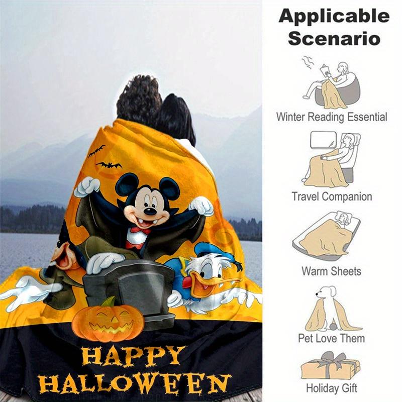 1pc,Halloween Mickey Mouse Throw Blanket Home Decor, Couch, Outdoor Use, Gifts, Flannel Blankets, Bedroom, Living Room, Travel