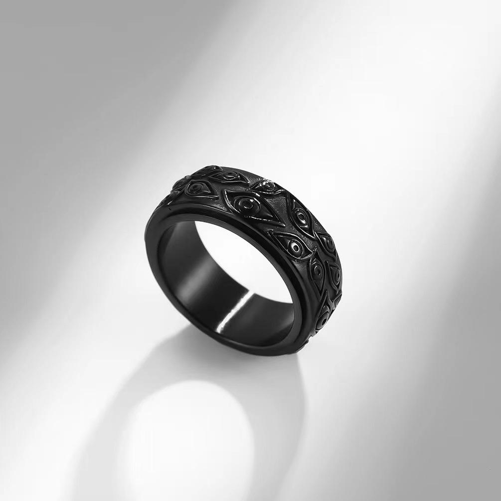 Grenzüberschreitender Böser Blick Edelstahl Drehbarer Ring - Retro Herren Titanschmuck