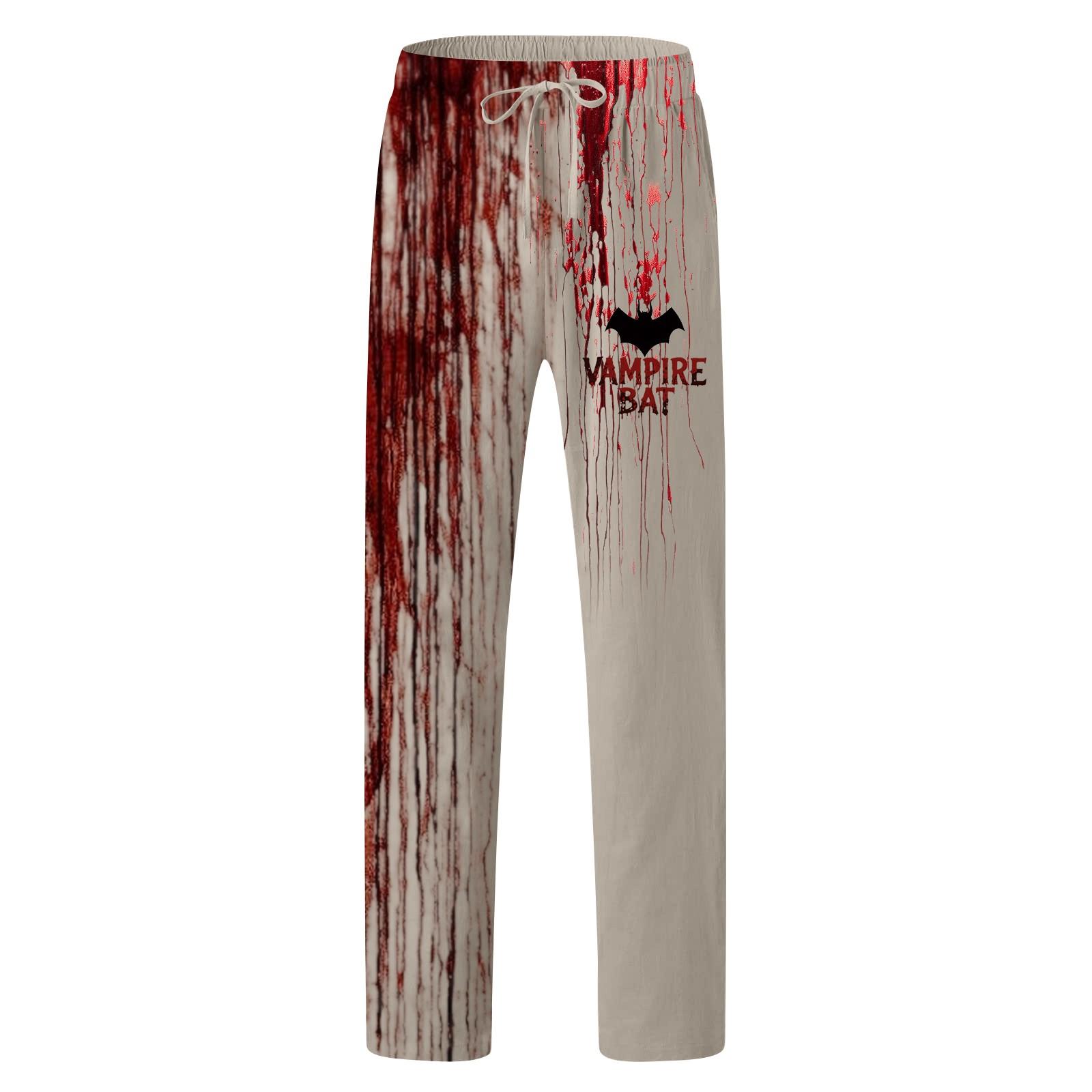 

Men s Casual Drawstring Long Pants With Halloween Letter Prints S