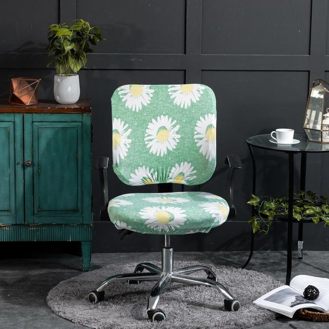 

Printed Computer Chair Furniture Cover Elastic Spandex Printed Office Chair Cover 2 Pieces Complete Set Durable Material 2pcs seat cover