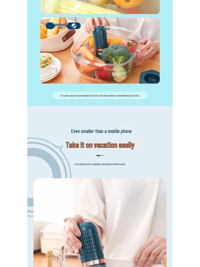 Wireless Fruit & Vegetable Purifier: Household Appliance for Washing and Disinfecting Produce, Removing Pesticide Residues.