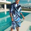 Sommertrend Herren Set Lässig Strandshorts Outfit Bunter Farbverlauf 3D-Druck Kurzes Set Normales Vintage Rundhals 2-teiliges Set Fo