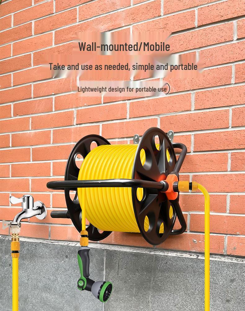 30m Water Hose Reel Cart & Garden Water Gun with 4-Point Storage Rack