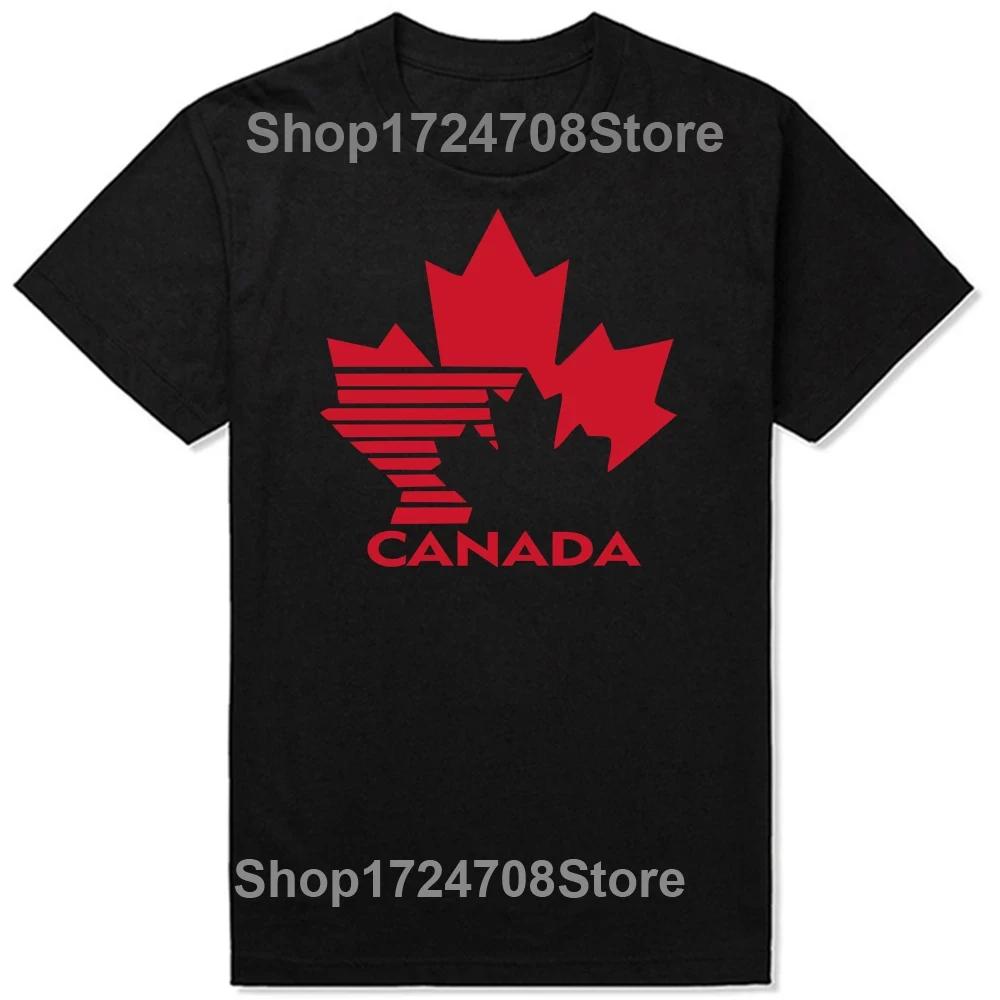 Team Canada Retro 80's Hockey Logo Casual Cotton T Shirts Tee Tops Round Neck Short-Sleeve Fashion Tshirt Casual T-shirts