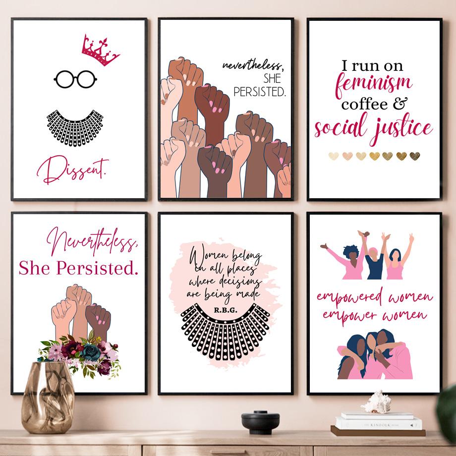 

Girl Power Prints Расширение прав и возможностей женщин Настенное искусство Феминизм Плакат Социальная справедливость Холст Живопись Декоративные картины для гостиной