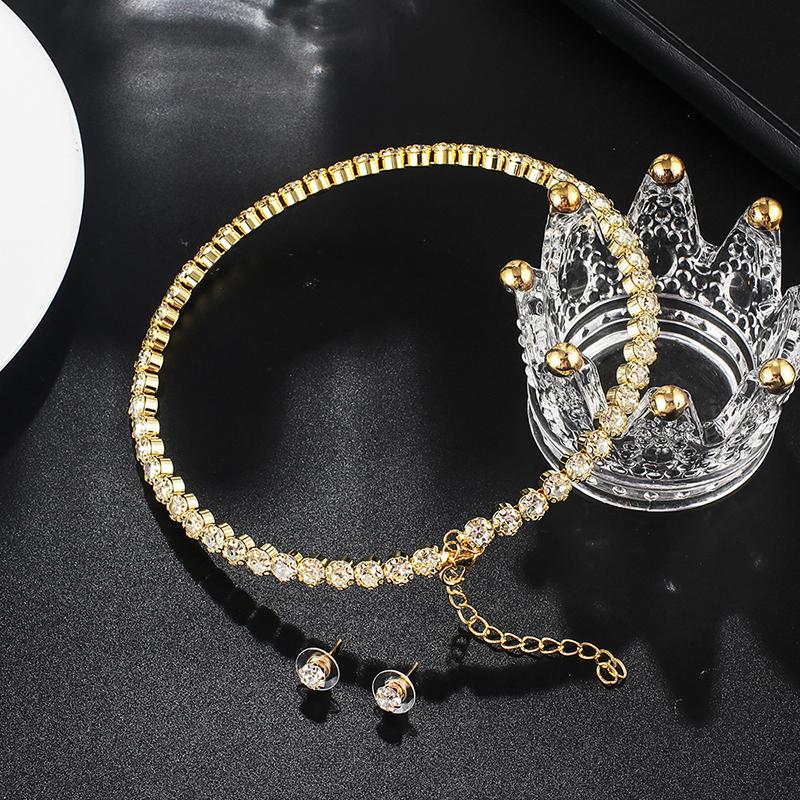 2/3Pcs Light Luxury Round  Jewelry Set For Women Charm Necklace Bracelet Earring Brides Wedding Jewelry Accessories