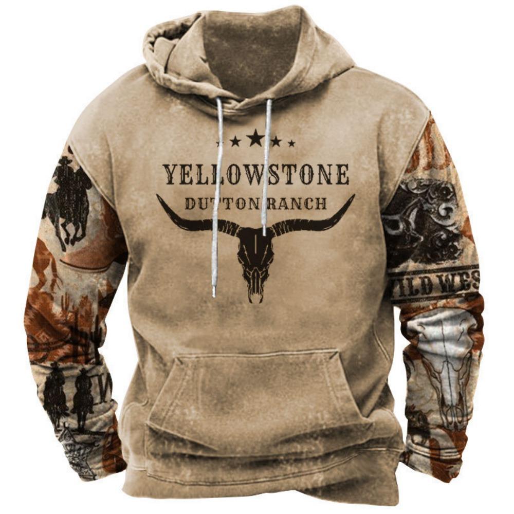 Cross border new casual trend hoodie hoodie retro 3D printed men's sportswear European and American streetwear