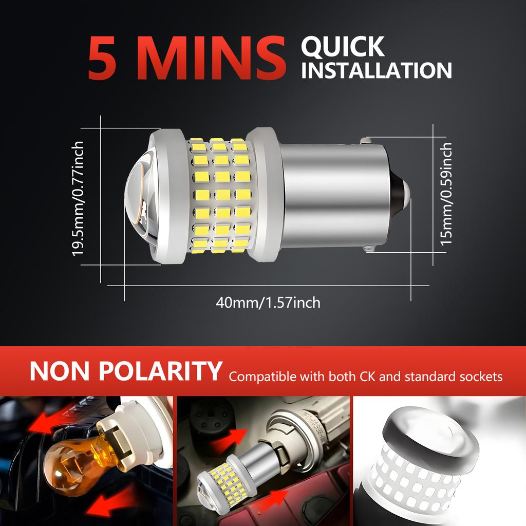 2pcs Bright LED 1156 1157 LED Bulbs BA15S P21W Bay15d P21/5w LED Light for Backup Reverse Tail Brake Turn Signal Light 12V 24V Bulbs 7