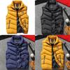 Mens Winter Warm Padded Sleeveless Puffer Jacket With Stand Collar And Zipper Closure