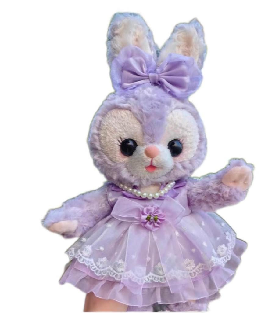Stella Lou Plush Size Purple Lace Dress with Ribbon and Pearl Fits Cookie Ann and Princess Style Costume, Small, Necklace, Rinabelle,