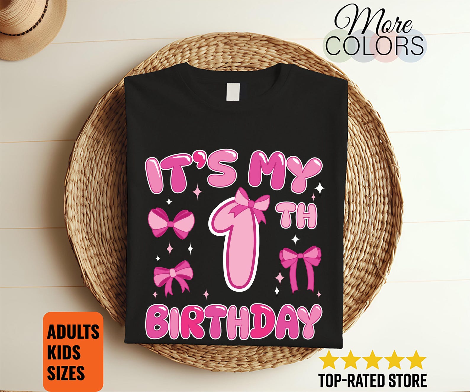 Its My 1st Birthday Shirt Cute Girl Pink Bow First Birthday Party Outfit Unisex Celebration Cake Smash Gift Baby Graphic Tee Unisex 140