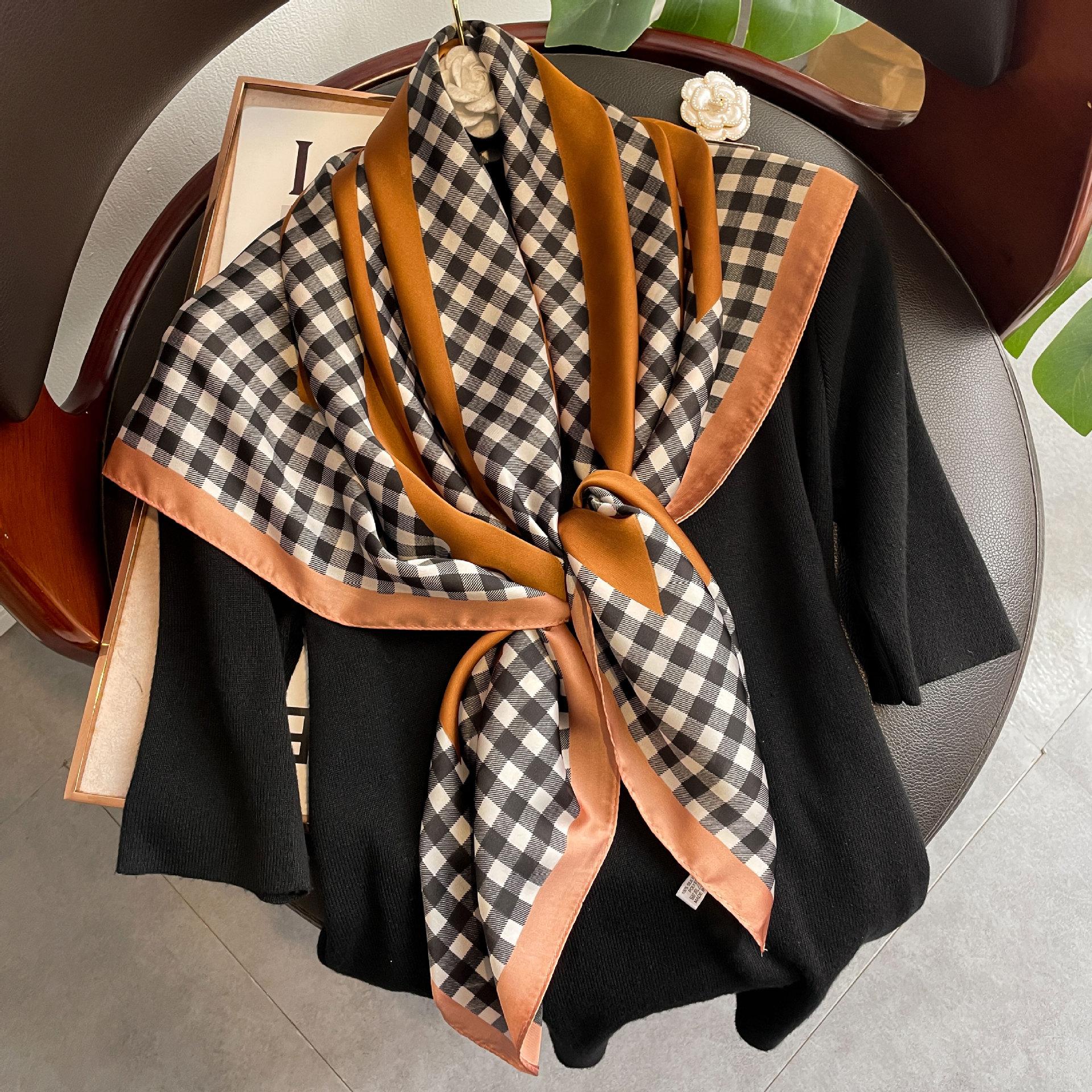 

Высококачественные роскошные шелковые шарфы, повязка на голову, шарфы, шейный шарф для женщин, шелковый шарф с цепочкой, женская декоративная шаль 90-90cm