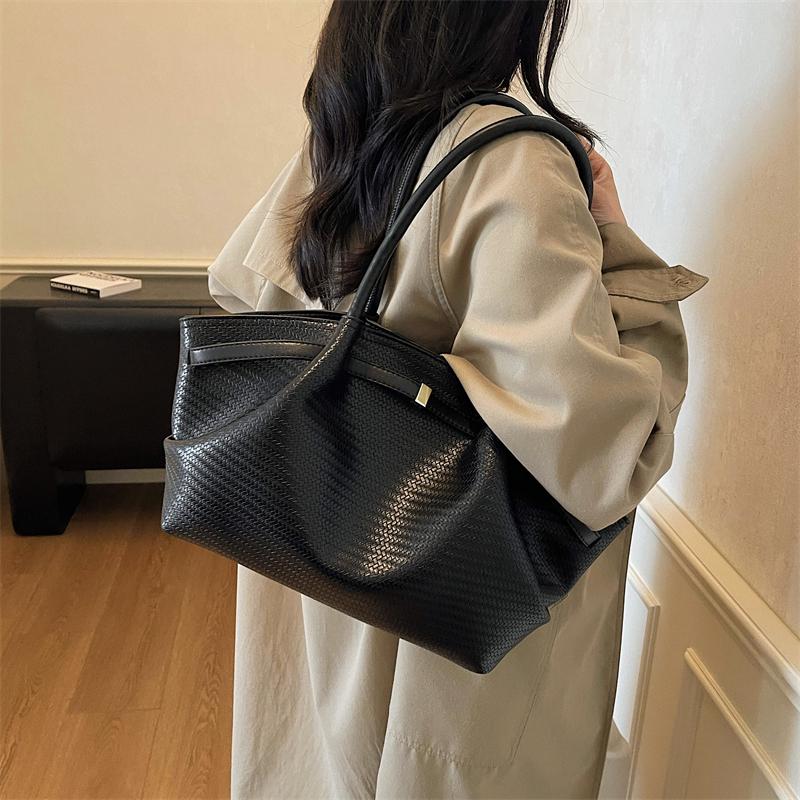 Borsa Tote in PU Testurizzato con Manico Superiore Grande Capacità Moda Borsa a Spalla Quotidiana