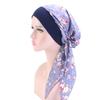 Women's Muslim Hijab Cancer Chemo Caps Flower Print Turban Cap Hair Loss Headscarf Elastic Cotton muslim Hijab Scarf Headwear