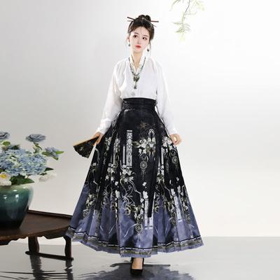 Serie Estiva Ragazze Hanfu Stile Dinastia Ming Cinese Quotidiano Gonna a Faccia di Cavallo Set Abito da Donna