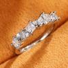 Huitan Chic Geometric Cubic Zircon Ring for Women Fashion Contracted Design Temperament Female Finger Accessory Wedding Jewelry