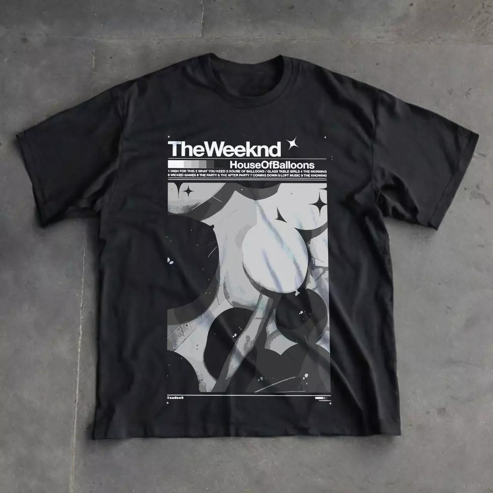 The Weeknd House Of Balloons Черная футболка Полный размер S-5XL Унисекс футболка L